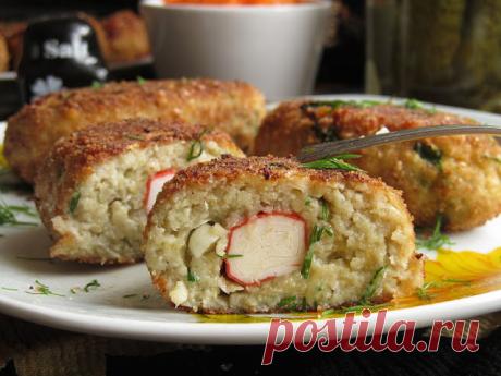 Рыбные котлеты фаршированные крабовыми палочками