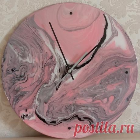 Часы ручной работы в стиле среза камня Родонит