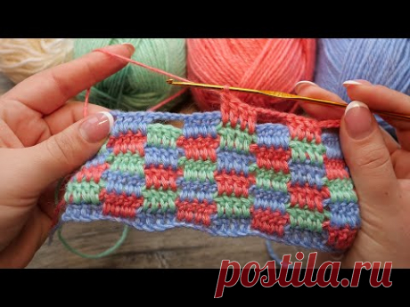 Узор в стиле пэчворк крючком 💐 Crochet Patchwork