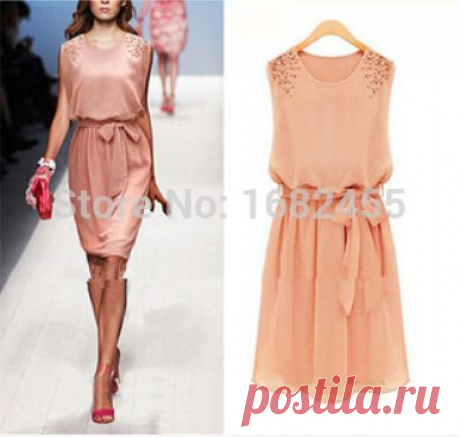 Dresses Picture - More Detailed Picture about 2015 summer new women's Korean Slim beads chiffon dresses sleeveless vest dres,free shipping,AM0535 Picture in Dresses from Jack-Huang | Aliexpress.com | Alibaba Group