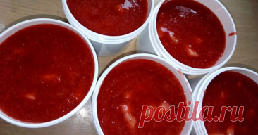 Вкусная и витаминная заготовка на зиму из толчёной клубники, с добавлением персика #урожай