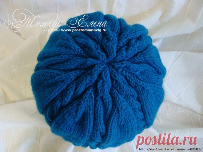 Объемная женская шапка двойная спицами без шва. Описание.