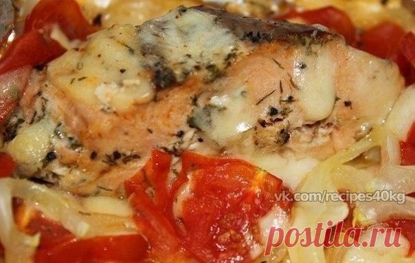 Новости
Лосось с овощами запеченный в кефире

Вкусный и простой рецепт блюда из рыбы. Энергетическая ценность на 100 г - 74, 2 ккал, б - 7,8 г, ж - 2,9 г, у - 3,8 г.
Ингредиенты:

лосось - 600 г
лук - 200 г
помидоры - 200 г
кефир 0% - 1-1,5 литра
приправы
соль
перец