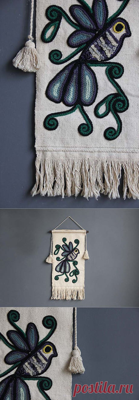 Large Bird Textile Art Wall - ручное ткачество