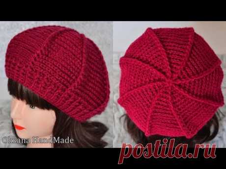 Теплый берет крючком. Подробный мастер класс. Warm beret crochet
