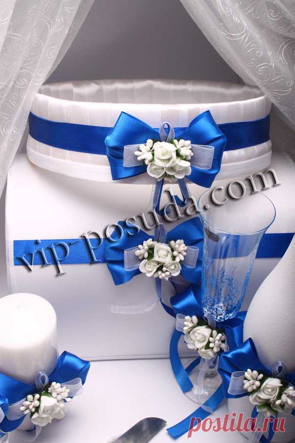 Набор свадебный Flowers blue - купить за 2425 грн - цена на Наборы для свадьбы 470-146 - свадьба на VIP-POSUDA.com