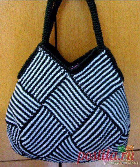 Сумка связана в технике =вязаный пэчворк=,мастер-класс.