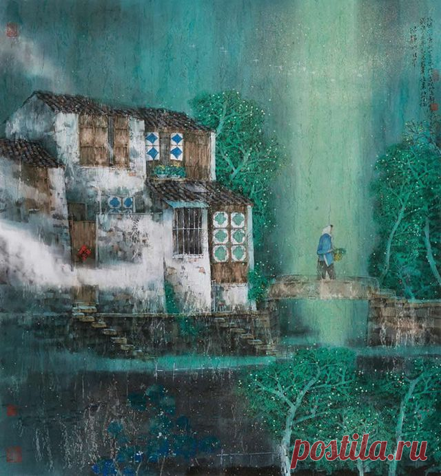 Очарование дождя. Китайский художник Ru Feng.