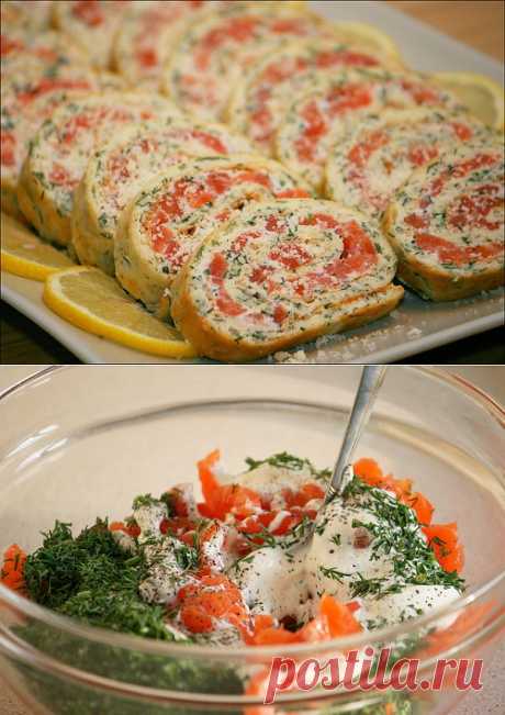 Рулет с зеленью и красной рыбой &amp;mdash; рецепт с пошаговыми фото. Foodclub.ru
безумно вкусно. я делаю еще и в блинчиках