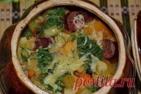 Картошка с охотничьими колбасками