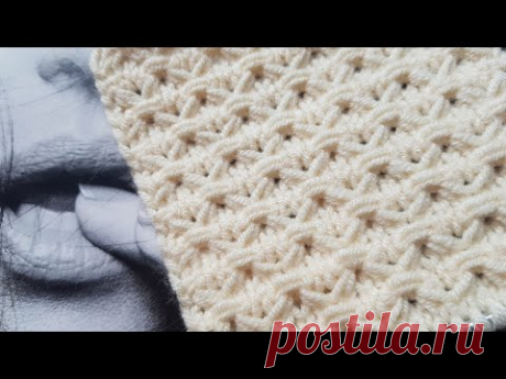Фоновый узор соты с протяжками❤knitting pattern.