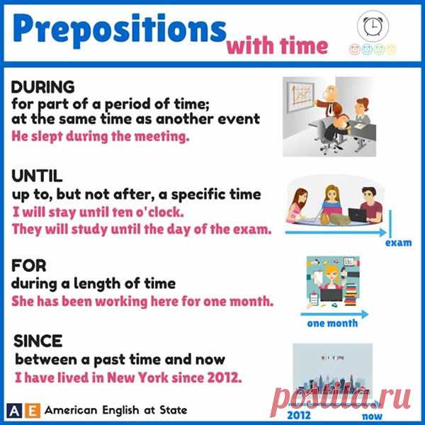 Prepositions With Time – Prepositions With Time By, between, past, during, until, for, since. Follow the list for expressions and examples;