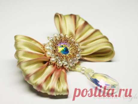 Мастерим прекрасную брошь-бант с лентами Шибори — Сделай сам, идеи для творчества - DIY Ideas