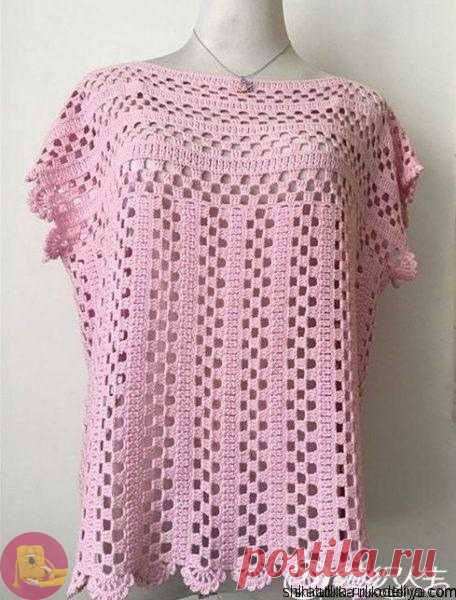 Топ в полоску с ажурным узором