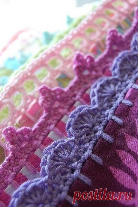 Отделка ткани с помощью вязального крючка / Рукоделие