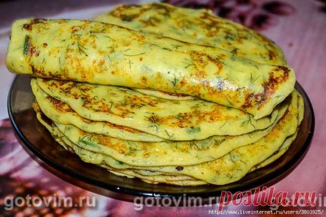 Самые нежные и вкусные творожные блины с зеленью на завтрак