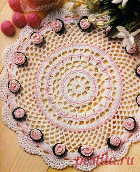Красивые и необычные салфетки с цветами крючком со схемами | Уют и тепло моего дома