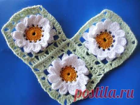 Соединение квадратных мотивов  Compound square motifs Crochet