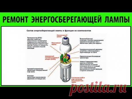РЕМОНТ №2 энергосберегающей лампы / энергосберегающих ламп- ПРОСТО О СЛОЖНОМ - сможет каждый!