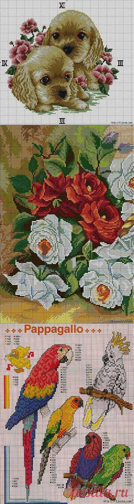 Схемы животных и птиц для вышивки крестиком..