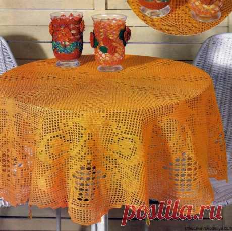 Круглая скатерть крючком Круглая скатерть крючком. Филейный узор для скатерти
