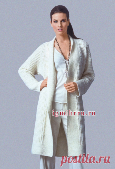 ДЛИННЫЙ ШЕРСТЯНОЙ КАРДИГАН БЕЛОГО ЦВЕТА. 
