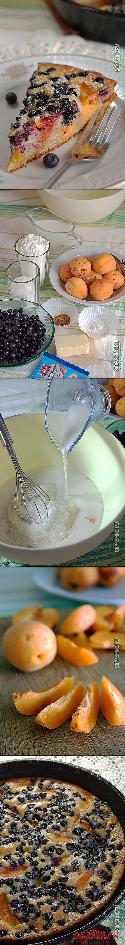 Очень простой пирог с черникой и абрикосами | Вкусно своими руками