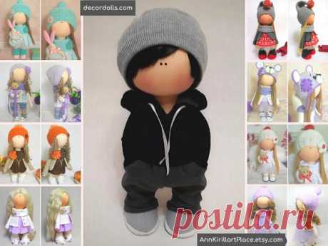 Boy Art Doll, Handmade Cloth Doll, Nursery Rag Doll, Fabric Custom Doll, Muñecas, Interior Decor Doll, Textile Soft Doll by Maria M Hello, dear visitors!  This is handmade interior doll created by Master Maria M (Volgorechensk, Russia). All dolls stated on the photo are mady by artist Maria M. You can find them in our shop searching by artist name: https://www.etsy.com/shop/AnnKirillartPlace?search_query=maria+m  Doll is 35 cm