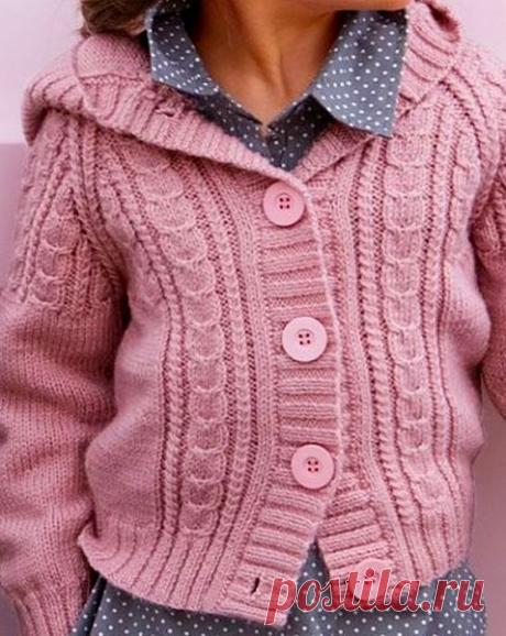 Жакетик с капюшоном от 2 до 10 лет (Вязание спицами) – Журнал Вдохновение Рукодельницы