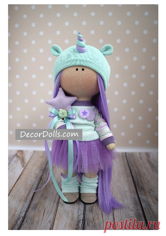 Unicorn Doll Handmade, Nursery Decor Doll, Baby Purple Doll, Tilda Fab – Decor Dolls