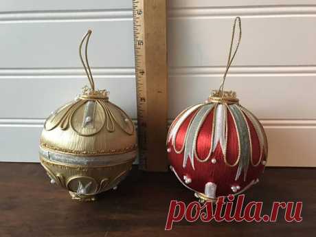 Vintage Satin enveloppé ornements décorations de sapin de