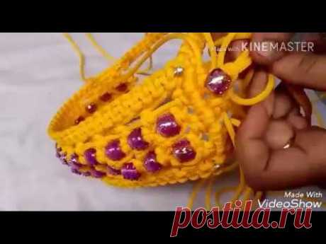 How to make heart shape basket with macrame - YouTube Как сделать корзину в форме сердца из макраме.