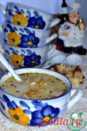 Сливочно-сырный суп с ветчиной и сухариками - кулинарный рецепт