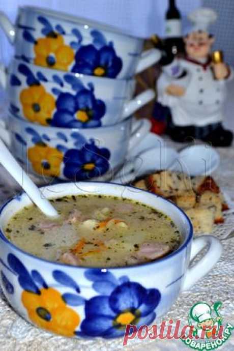 Сливочно-сырный суп с ветчиной и сухариками - кулинарный рецепт