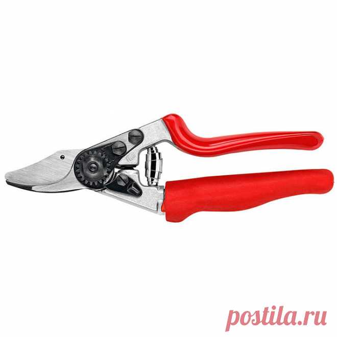 У садового секатора Stihl Felco F 7 внутреннее углубление для перекусывания проволоки, замок, закрываемый одной рукой, канавка для стекания древесного сока. Диаметр веток до 25 мм. Предназначен для виноградарства, плодоводства, садоводства, ухода за садом и парком.