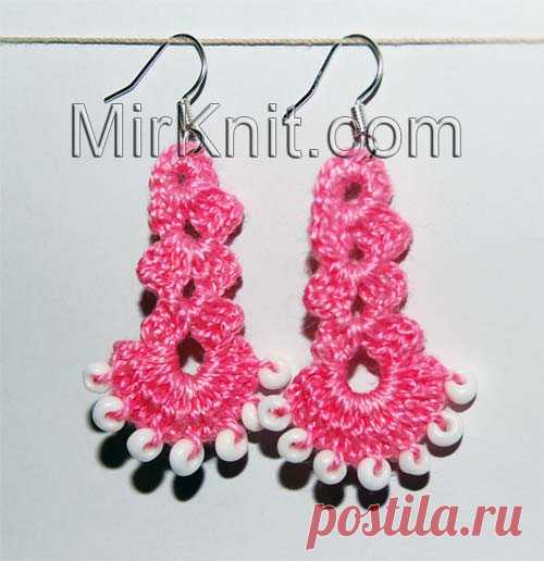 Серьги крючком с бусинками MirKnit.com