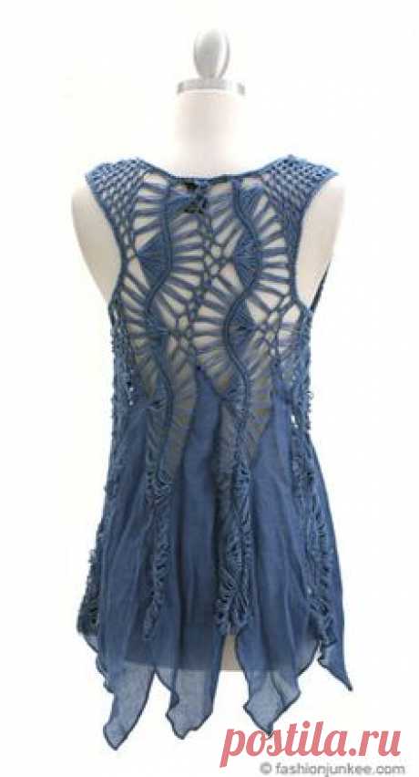 Hairpin Crochet & Sheer Gauze Top