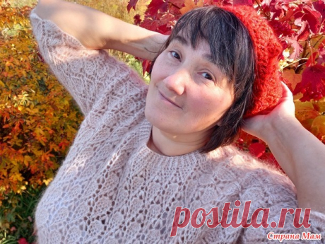 Свитер крючком Листья. Реглан сверху вниз - Вяжем вместе он-лайн - Страна Мам