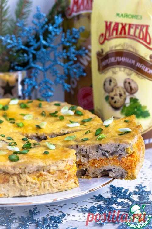 Закусочный торт с шампиньонами 