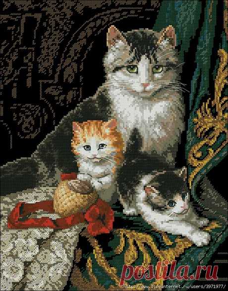 Кошка с котятами.