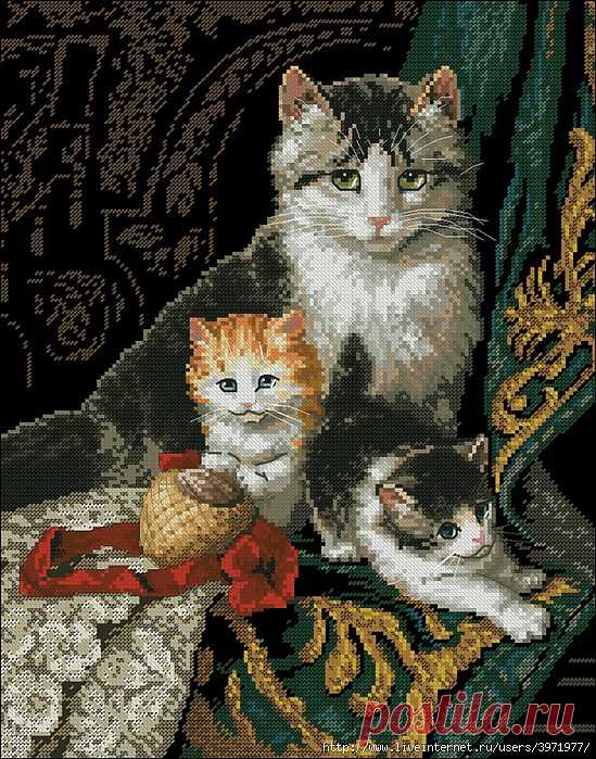 Кошка с котятами.