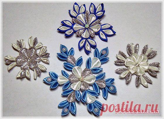 Снежинки канзаши. Мастер-класс » Планета рукоделия