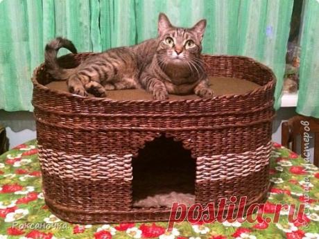 Кошкин дом, плетение из газет. Мини МК. | Страна Мастеров