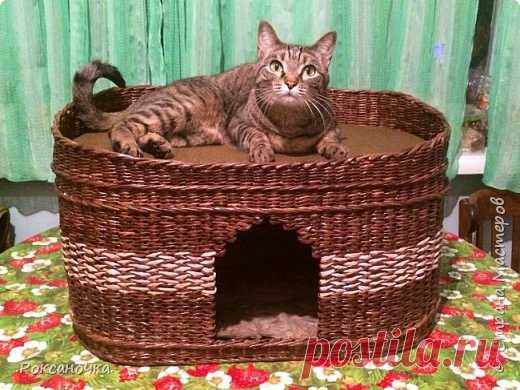 Кошкин дом, плетение из газет. Мини МК. | Страна Мастеров