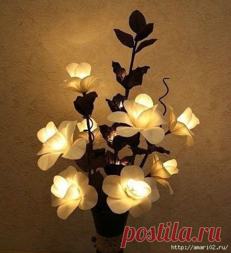 Супер-ночничок из гирянды и капрона.