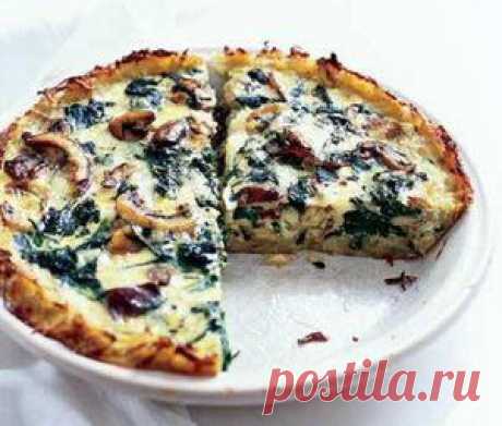 Киш с луком-пореем и грибами