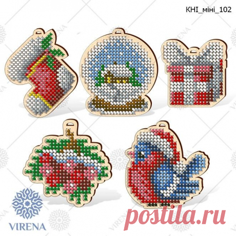 four different types of cross stitch ornaments on a white background with snowflakes and flowers