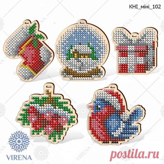 four different types of cross stitch ornaments on a white background with snowflakes and flowers
