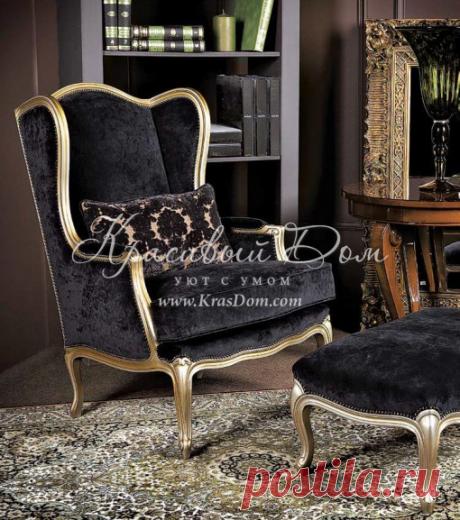 Кресло для отдыха в черно-золотых тонах с резным каркасом mvs/st0307, фабрика Veneta Sedie