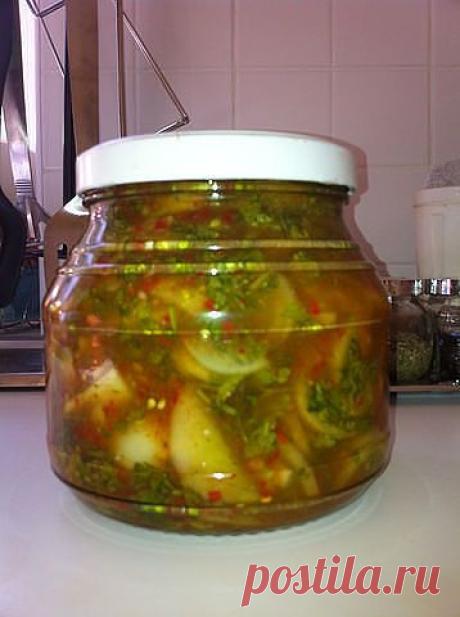 Закуска из зеленых помидоров.